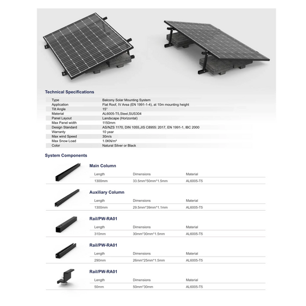 Powerway 3in1 verstellbare PV Montageset für Balkonkraftwerk