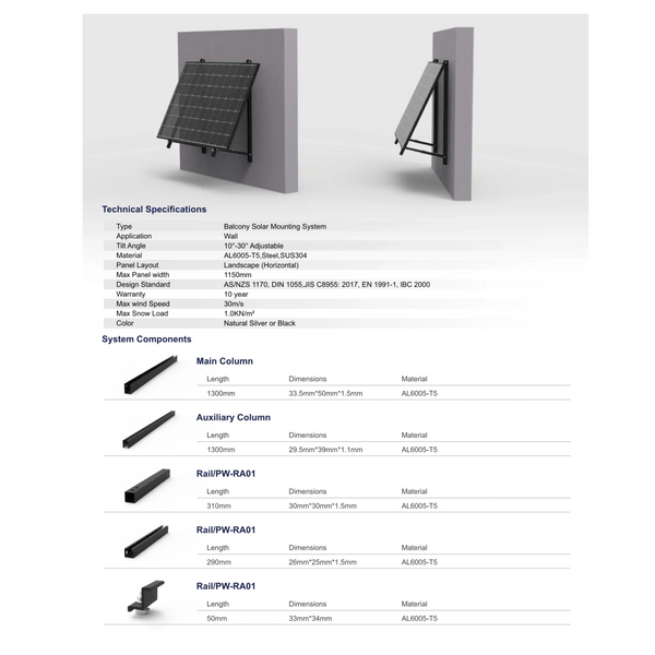 Powerway 3in1 verstellbare PV Montageset für Balkonkraftwerk